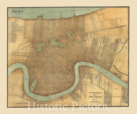 Map : New Orleans (Louisiana) 1919, The Times-Picayune's map of New Orleans , Antique Vintage Reproduction