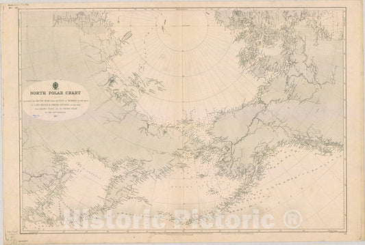 Map : North Polar Chart 1917, Antique Vintage Reproduction