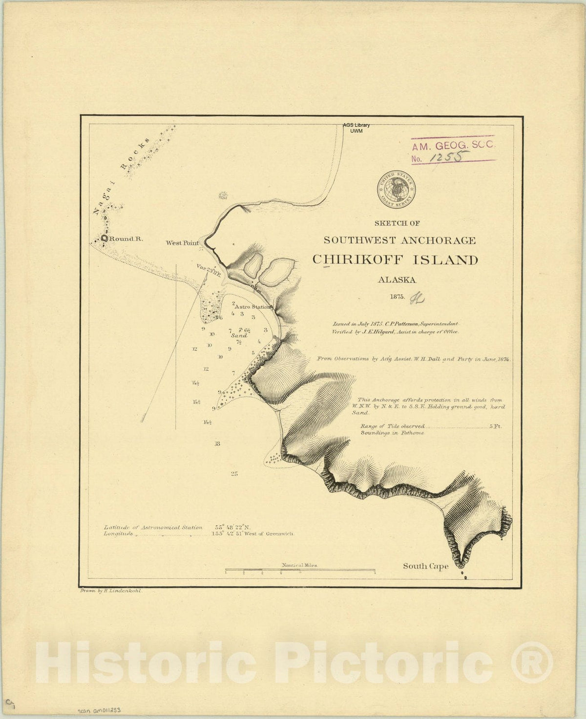 Map : Chirikoff Island, Alaska 1875, Sketch of southwest anchorage, Chirikoff Island, Alaska, Antique Vintage Reproduction