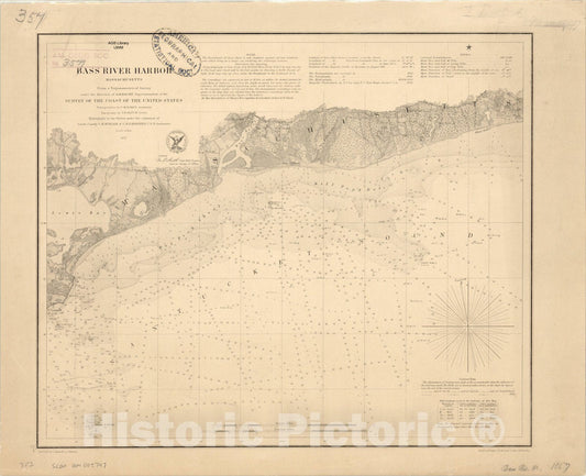 Map : Bass River harbor, Massachusetts 1857, Bass River Harbor, Massachusetts , Antique Vintage Reproduction