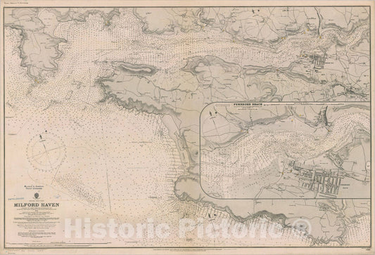 Map : Milford Haven, England 1899, England, West Coast, Milford Haven , Antique Vintage Reproduction