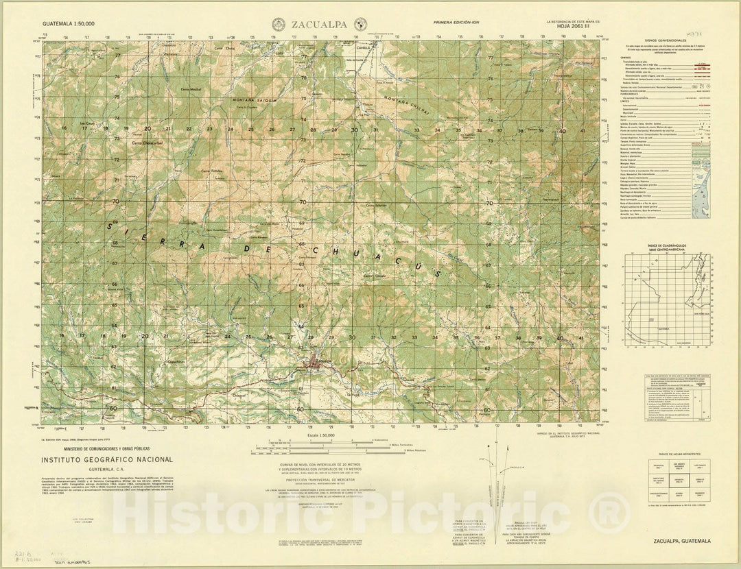 Map : Guatemala Topo Maps 1, Guatemala 1:50,000 ; Transverse Mercator proj. , Antique Vintage Reproduction