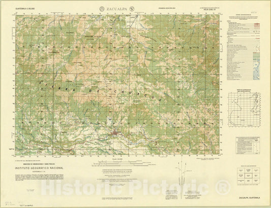 Map : Guatemala Topo Maps 1, Guatemala 1:50,000 ; Transverse Mercator proj. , Antique Vintage Reproduction