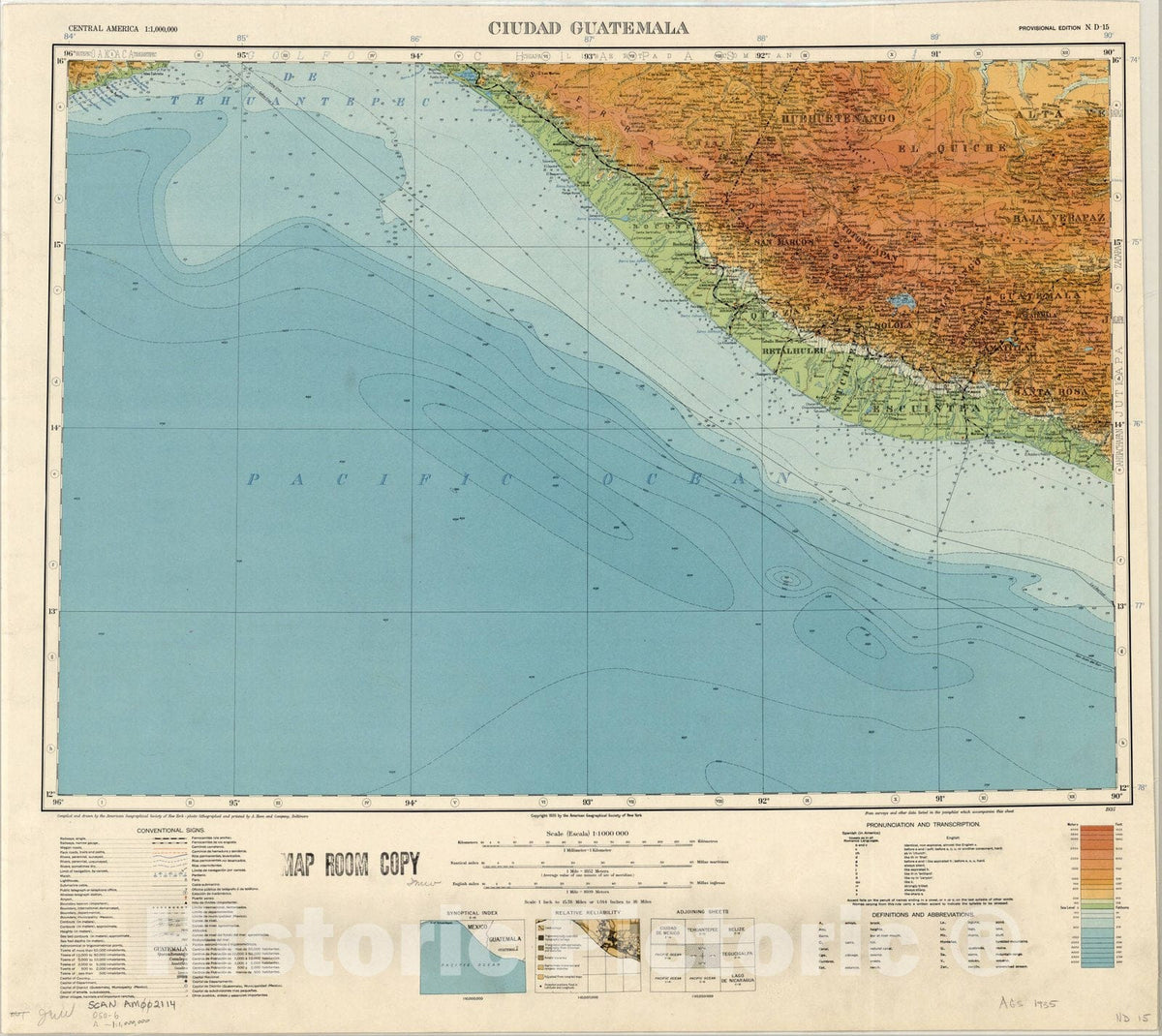 Map : Ciudad Guatemala 1935, Map of Hispanic America, Antique Vintage Reproduction