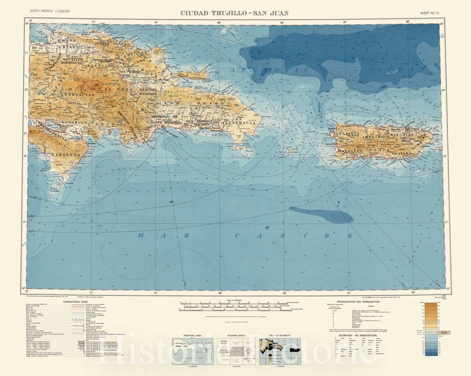 Map : Cuidad Trujillo-San Juan 1957, Map of Hispanic America, Antique Vintage Reproduction