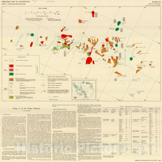 Map : Antarctic map folio series Sor Rondane Mtns., Antarctic map folio series , Antique Vintage Reproduction