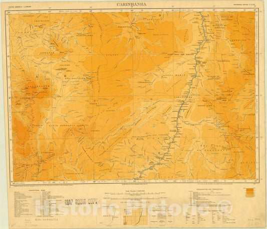 Map : Carinhanha, Brazil 1933, Map of Hispanic America, Antique Vintage Reproduction