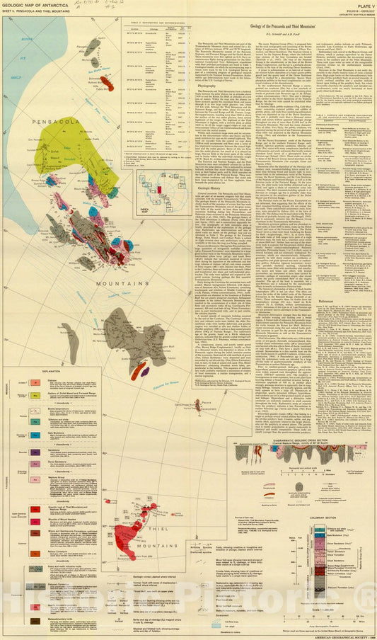 Map : Antarctic map folio series Pensacola & Theil Mtns. , Antarctic map folio series , Antique Vintage Reproduction