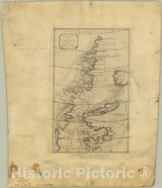 Map : Arctic 1861, Chart of Smith Sound showing Dr. Hayes' track and discoveries, Antique Vintage Reproduction