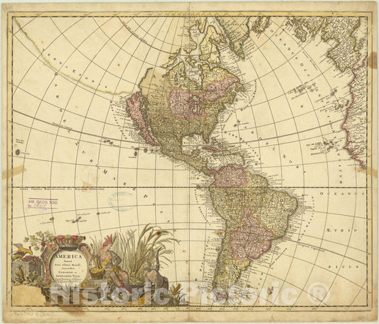 Map : America 1690, America aurea pars altera mundi , Antique Vintage Reproduction