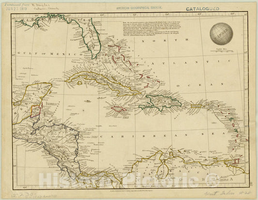 Map : West Indies 1828, W. Indies , Antique Vintage Reproduction