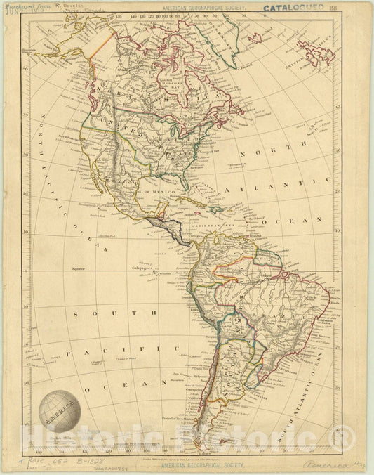 Map : America 1828, America, Antique Vintage Reproduction