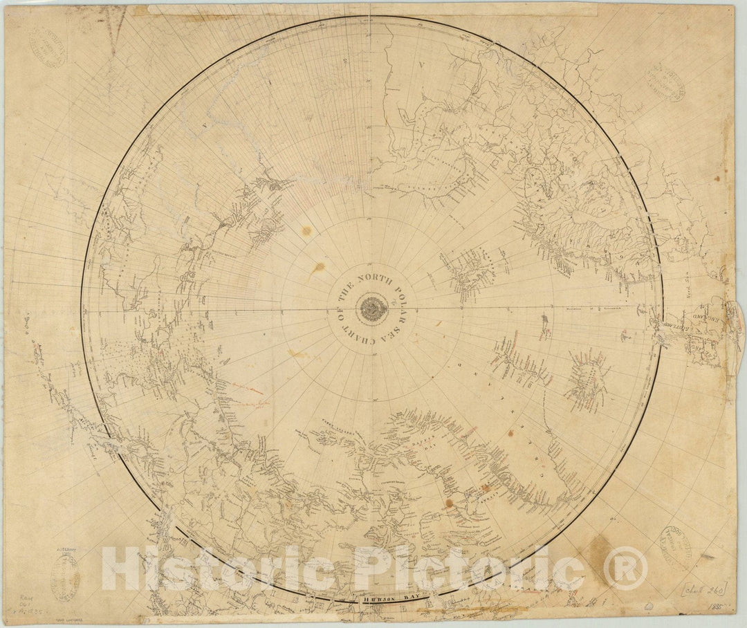 Map : Arctic 1835, Chart of the North Polar Sea, Antique Vintage Reproduction