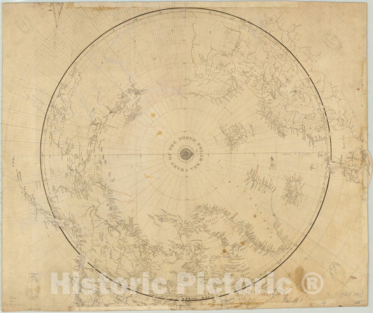 Map : Arctic 1835, Chart of the North Polar Sea, Antique Vintage Reproduction