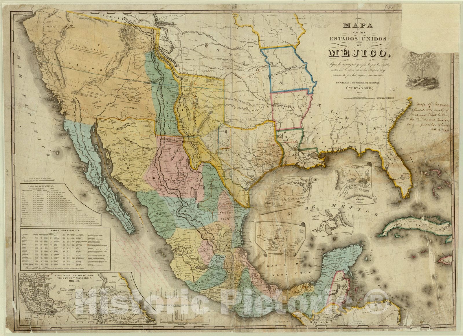 Map : Mexico 1847, Antique Vintage Reproduction