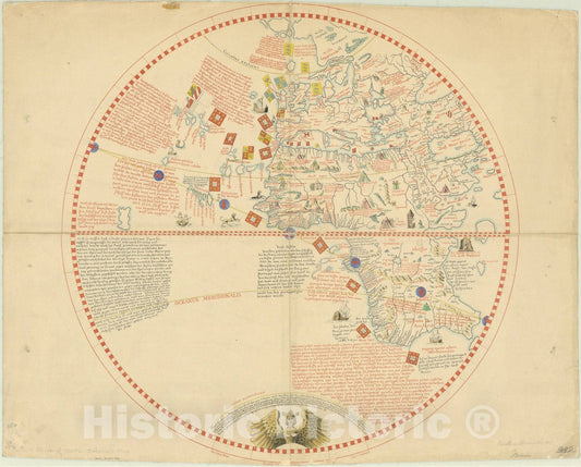 Map : World map 1492 1853, Facsimile , Antique Vintage Reproduction