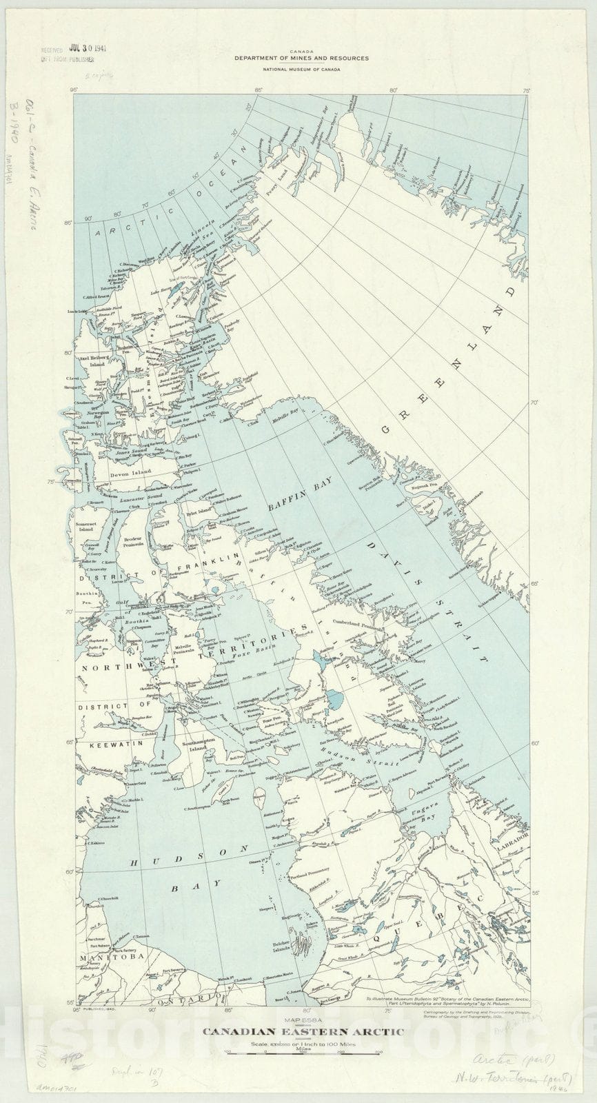 Map : Arctic 1940, Canadian eastern Arctic , Antique Vintage Reproduction