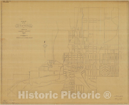 Map : Vancouver, British Columbia 1947, Map of the City of Vernon , Antique Vintage Reproduction