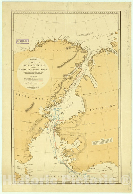 Map : Arctic Sea 1884, Antique Vintage Reproduction