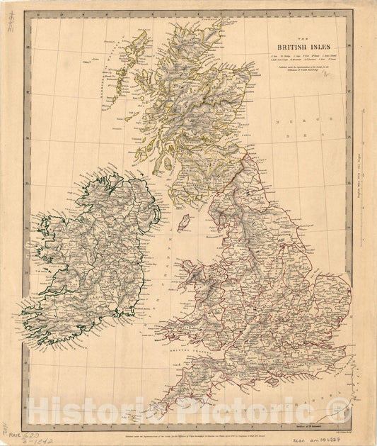 Map : British Isles 1842, The British Isles , Antique Vintage Reproduction