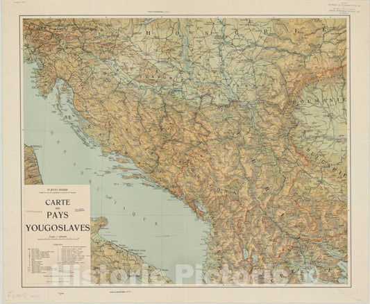 Map : Yugoslavia 1918, Carte des pays Yougoslaves , Antique Vintage Reproduction