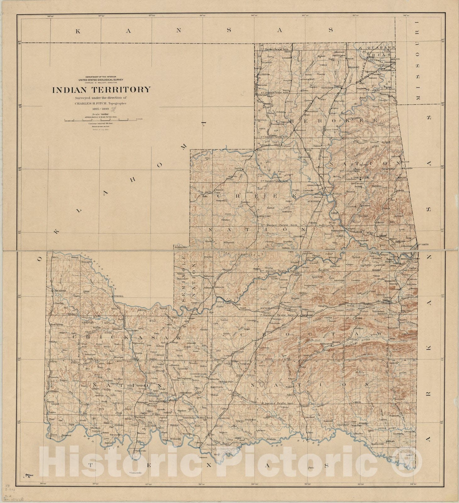 Map : Indian Territory 1902, Indian territory , Antique Vintage Reproduction