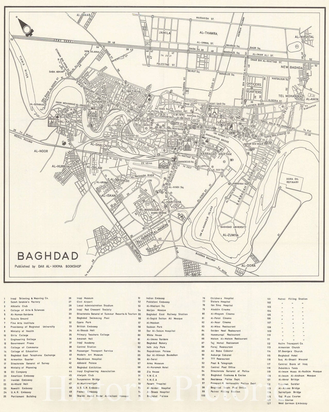 Map : Baghdad, Iraq 1966, Baghdad , Antique Vintage Reproduction