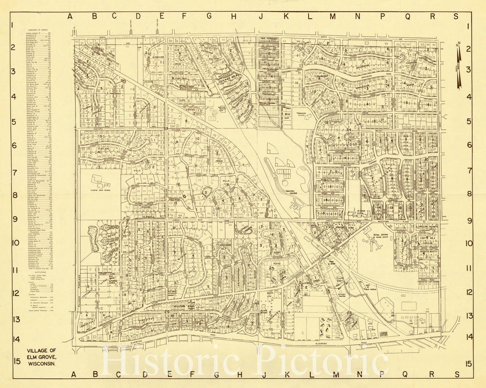 Map : Elm Grove, Wisconsin 196-? 2, Village of Elm Grove, Wisconsin, Antique Vintage Reproduction