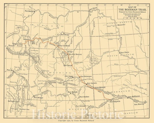 Map : Bozeman, Montana 1994, Map of the Bozeman Trail , Antique Vintage Reproduction