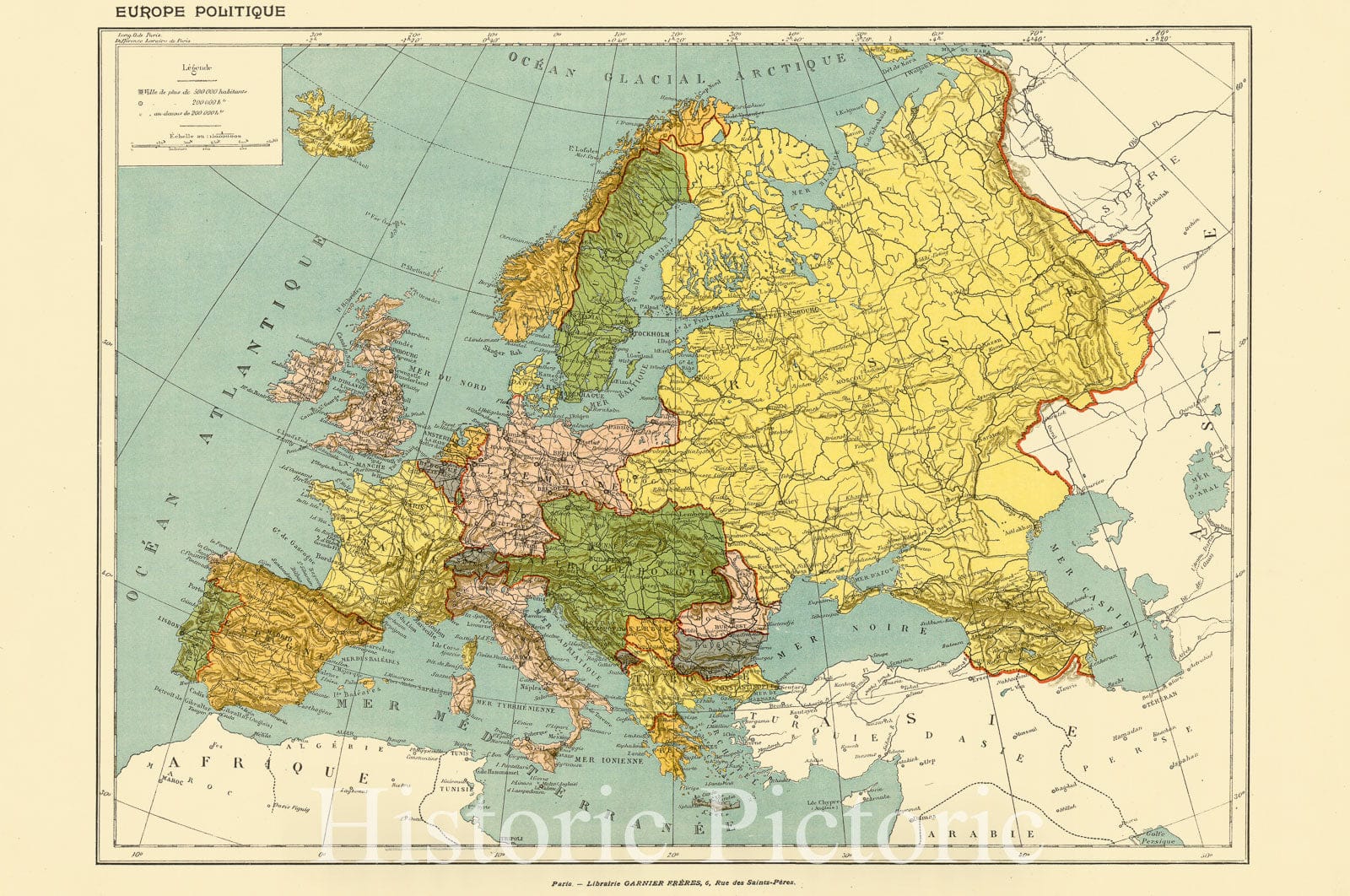 Map : Europe 1912, Europe politique , Antique Vintage Reproduction