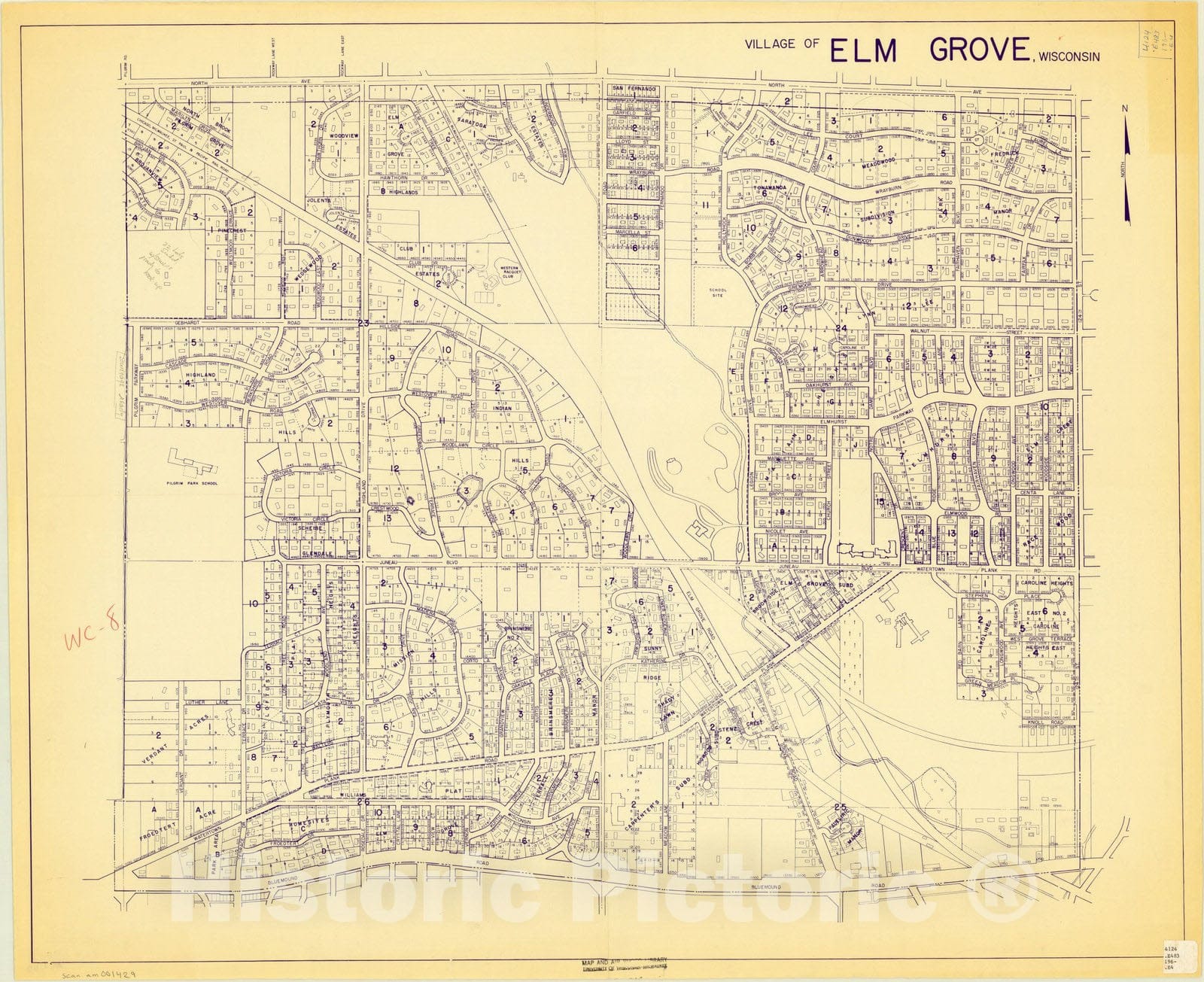 Map : Elm Grove, Wisconsin 196-? 1, Village of Elm Grove, Wisconsin, Antique Vintage Reproduction
