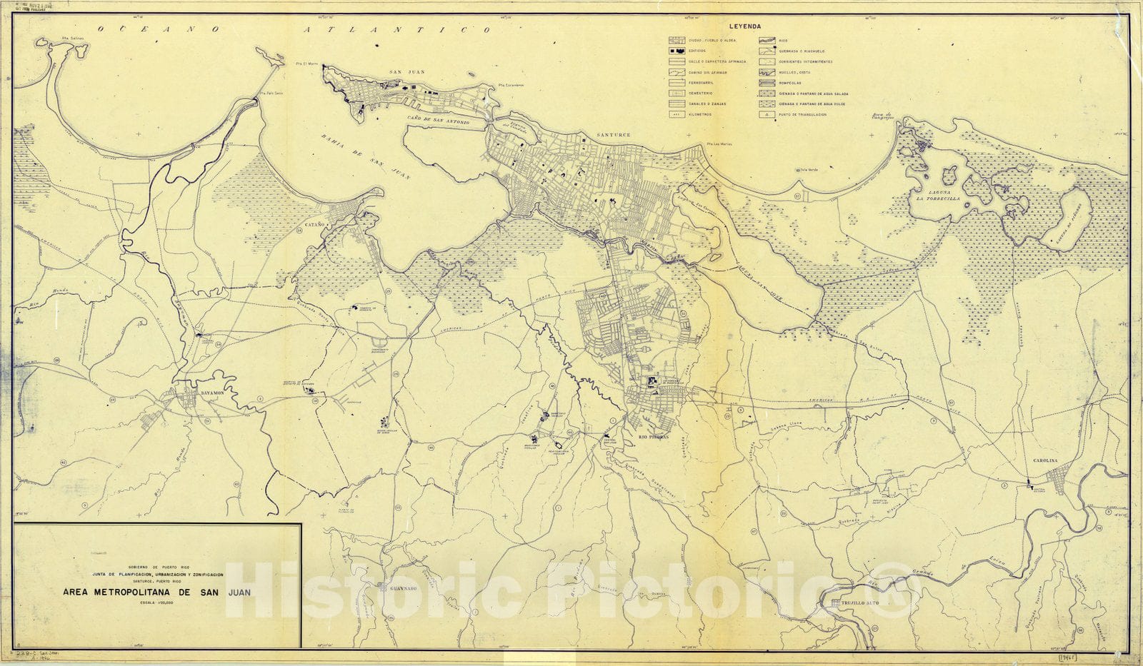 Map : San Juan, Puerto Rico 1948, Area metropolitana de San Juan , Antique Vintage Reproduction