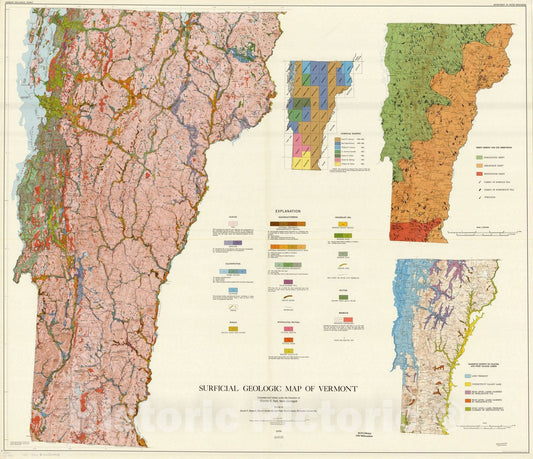 Map : Vermont 1970, Antique Vintage Reproduction