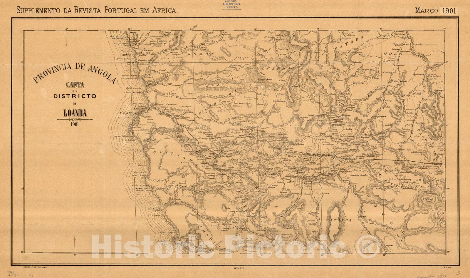 Map : Luanda, Angola 1901 2, Provincia de Angola : Carta do Districto de Loanda, Antique Vintage Reproduction