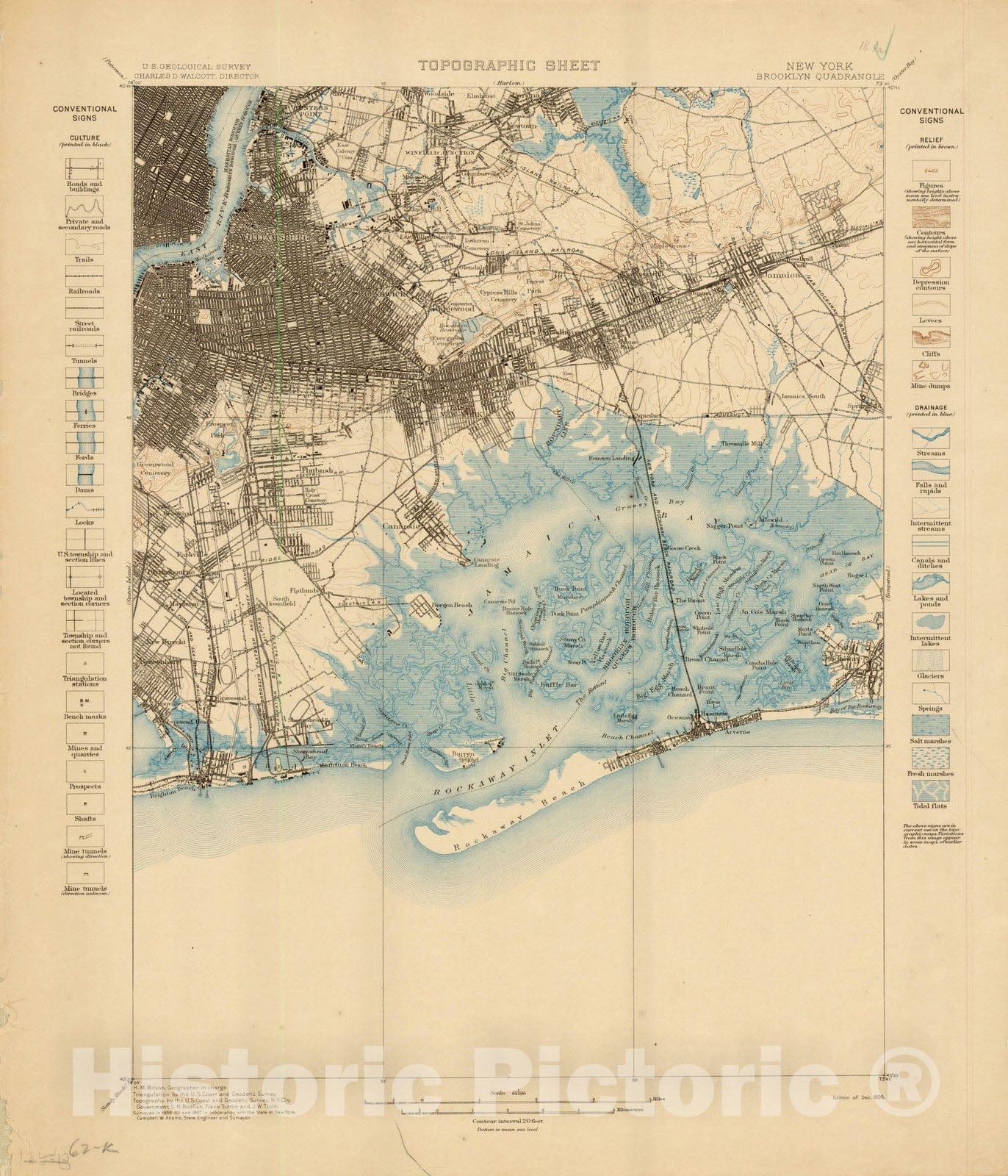 Map : Brooklyn1898, New York: Brooklyn Quadrangle, Antique Vintage Reproduction