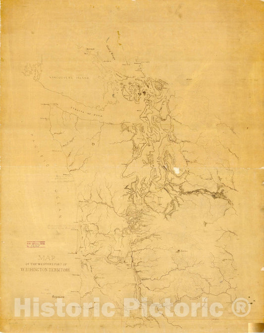 Map : Washington Territory , Map of the western part of Washington Territory , Antique Vintage Reproduction