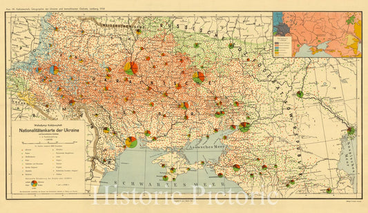 Map : Europe, Nationalita?tenkarte der Ukraine und benachbarten Gebiete : I. in Punktdarstellung , Antique Vintage Reproduction