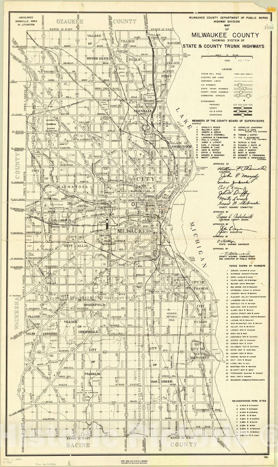 Map : Milwaukee County 4, Map of Milwaukee County showing system of state & county trunk highways , Antique Vintage Reproduction