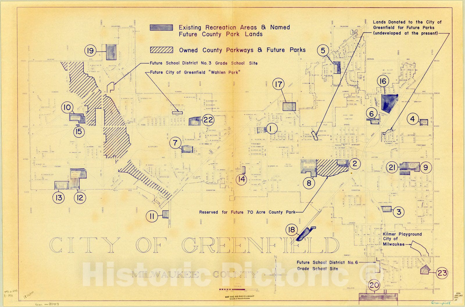 Map : Greenfield, Milwaukee County, Wisconsin 1971, City of Greenfield, Milwaukee County, Antique Vintage Reproduction