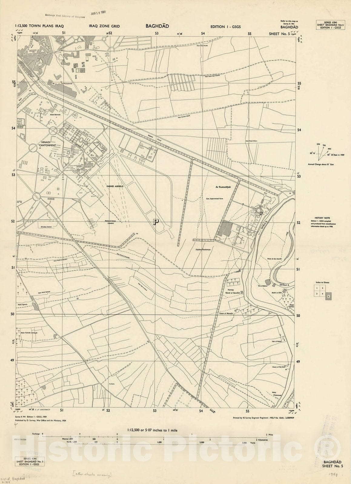Map : Baghdad, Iraq 1958 5, Baghdad , Antique Vintage Reproduction