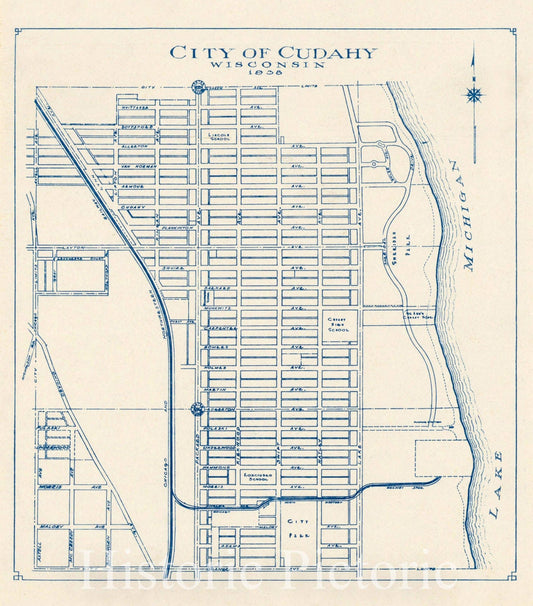 Map : Cudahy Wisconsin, 1938, City of Cudahy Wisconsin, 1938, Antique Vintage Reproduction