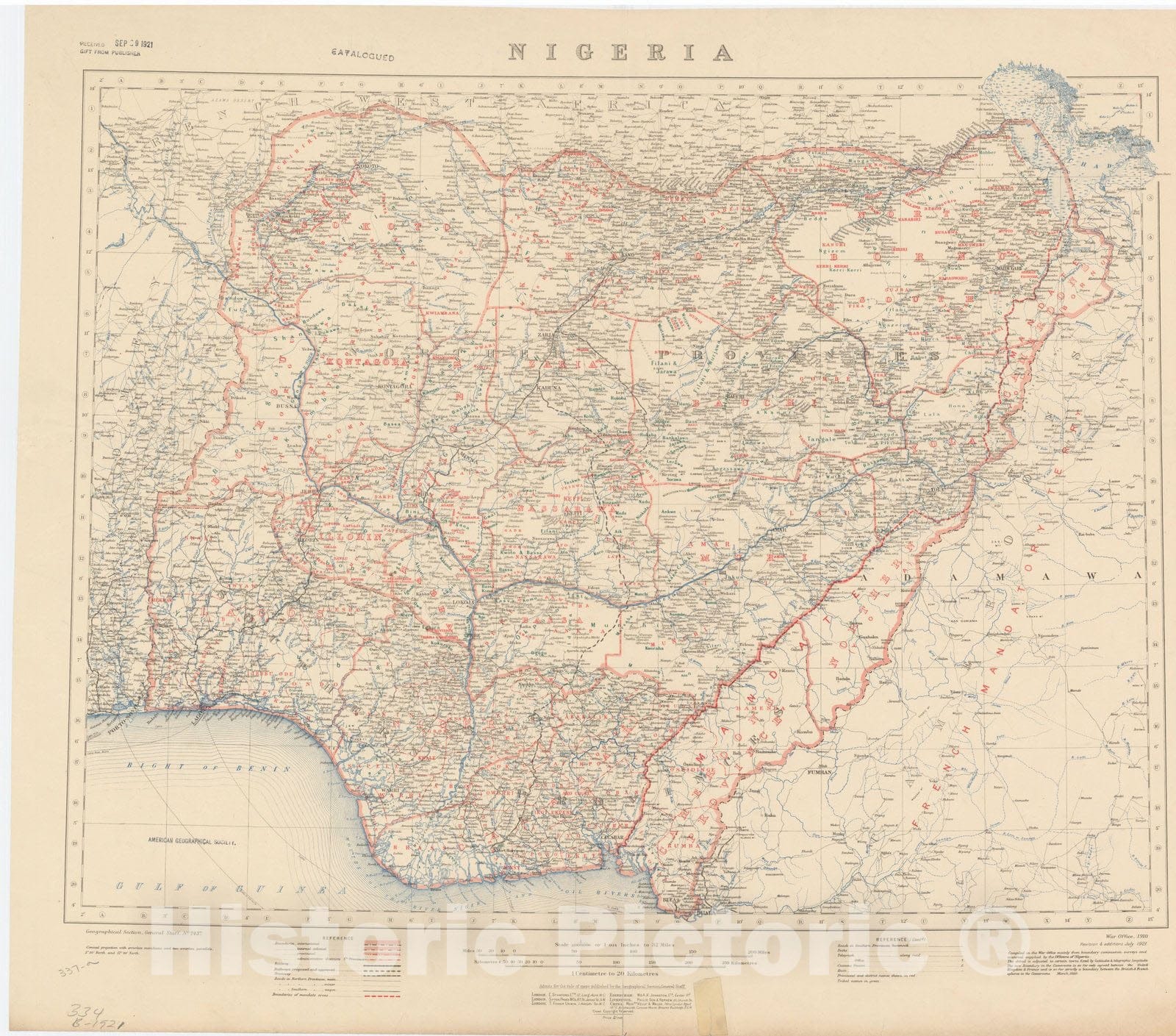 Map : Nigeria 1921, Nigeria , Antique Vintage Reproduction