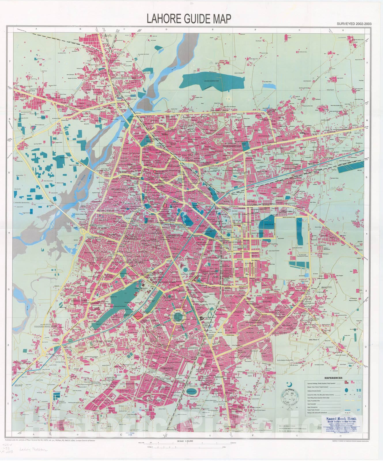 Map : Lahore, Pakistan 2003, Lahore guide map : surveyed 2002-2003 , Antique Vintage Reproduction