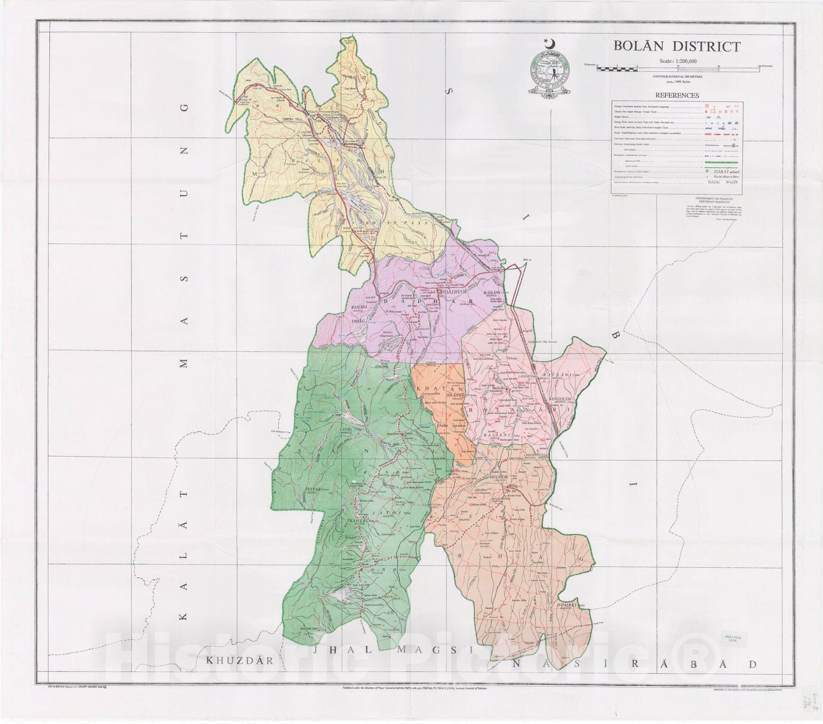 Map : Bola?n District, Pakistan 2003, : Bolan District , Antique Vintage Reproduction