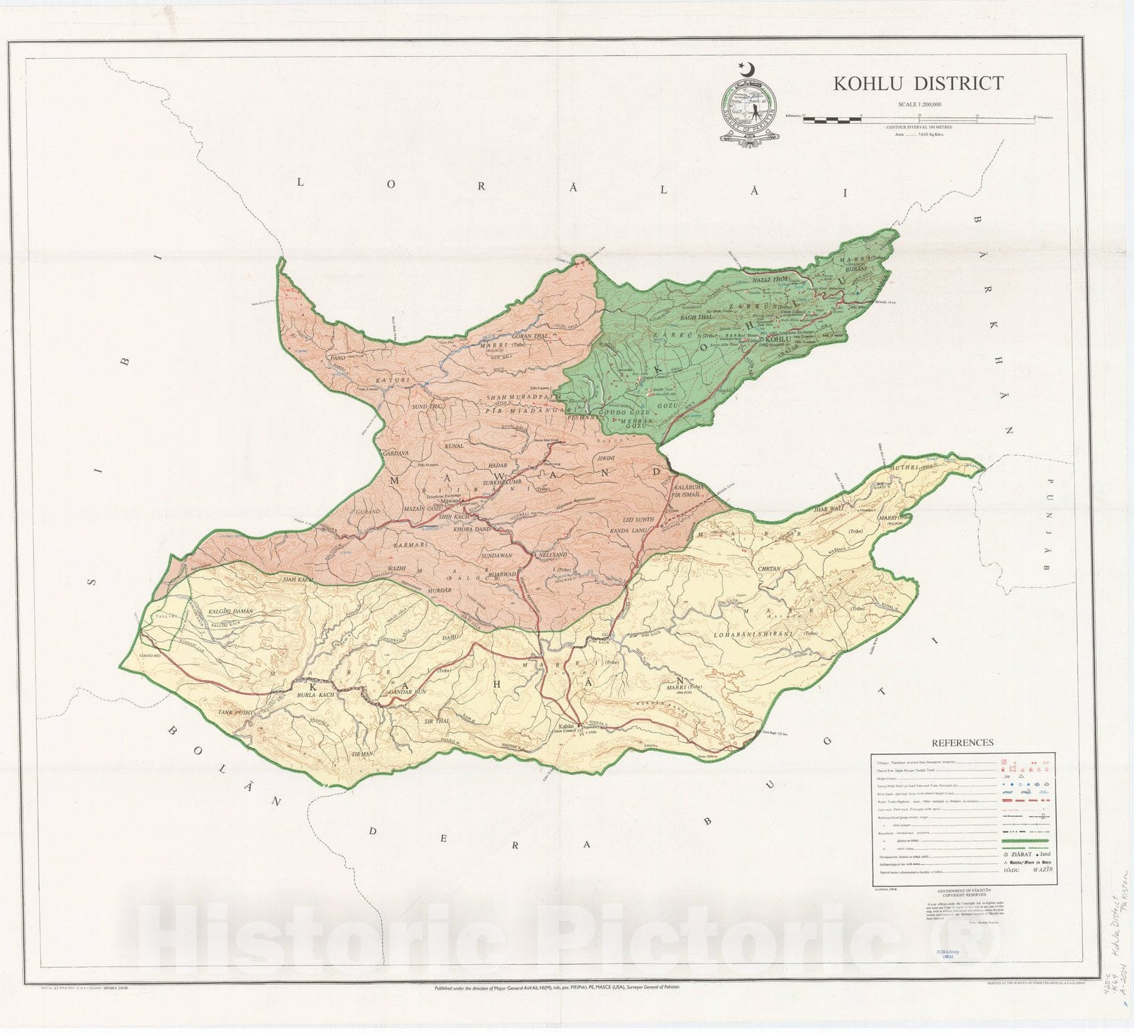 Map : Kohlu District, Pakistan 2004, Kohlu District , Antique Vintage Reproduction