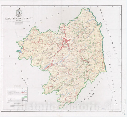 Map : Abbotta?ba?d District, Pakistan, Abbottabad District , Antique Vintage Reproduction