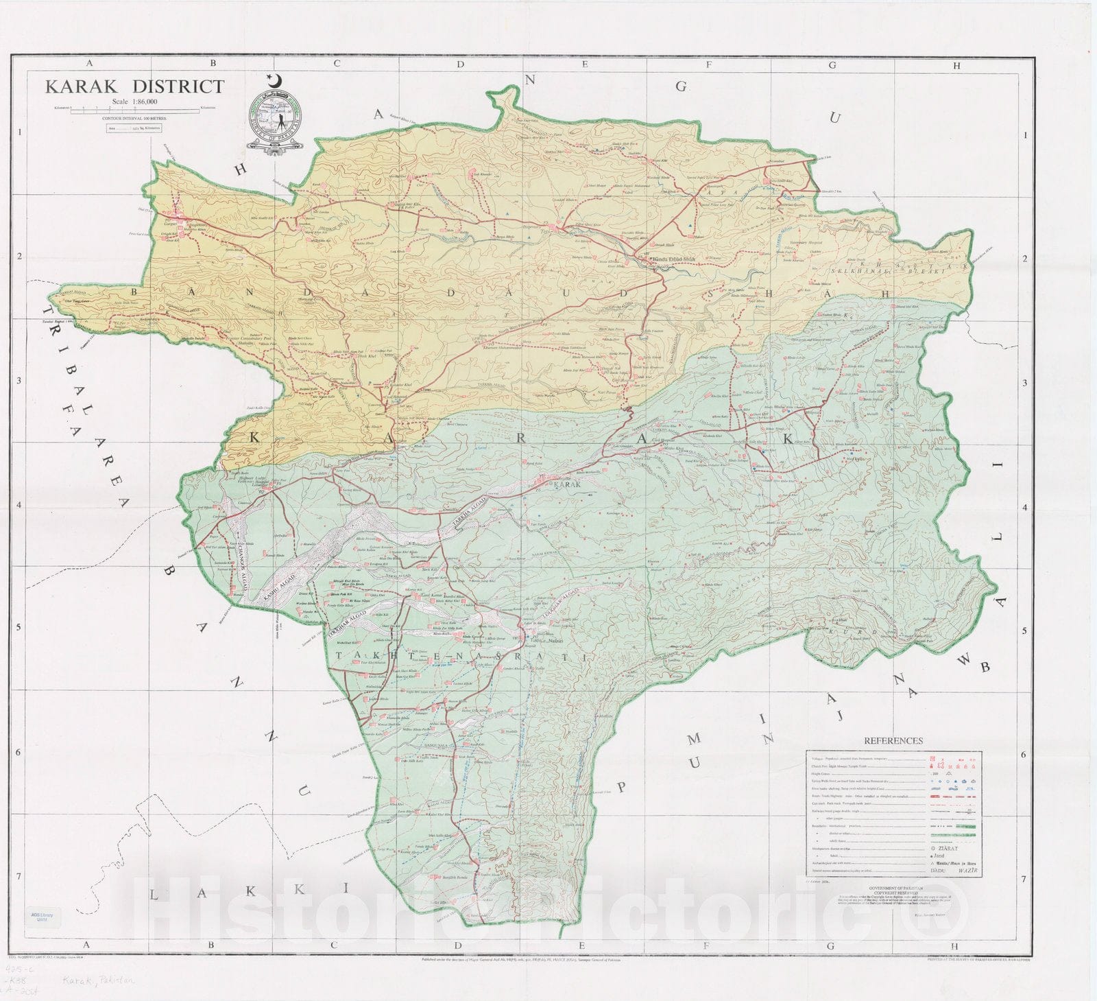 Map : Karak District, Pakistan 2004, Karak District , Antique Vintage Reproduction