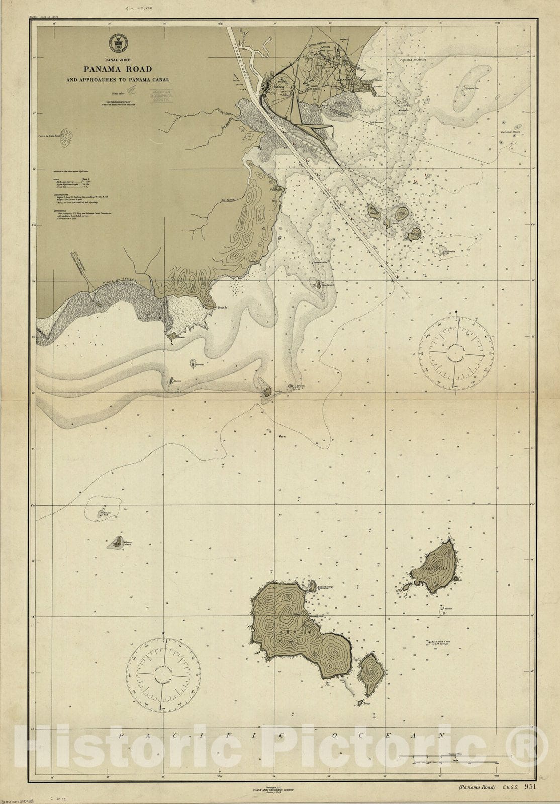 Map : Panama 1911, Canal Zone : Panama Road and approaches to Panama Canal , Antique Vintage Reproduction