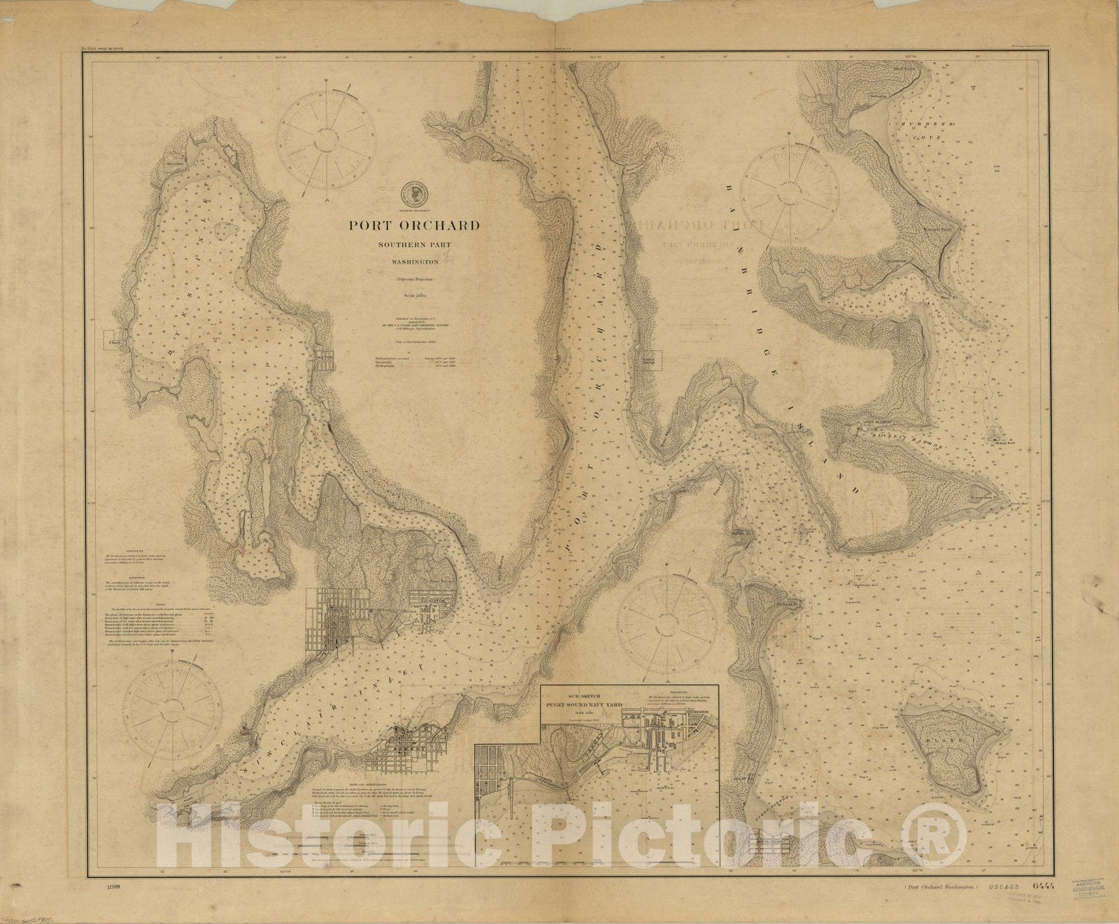 Map : Washington 1901, Port Orchard, Washington : southern part , Antique Vintage Reproduction