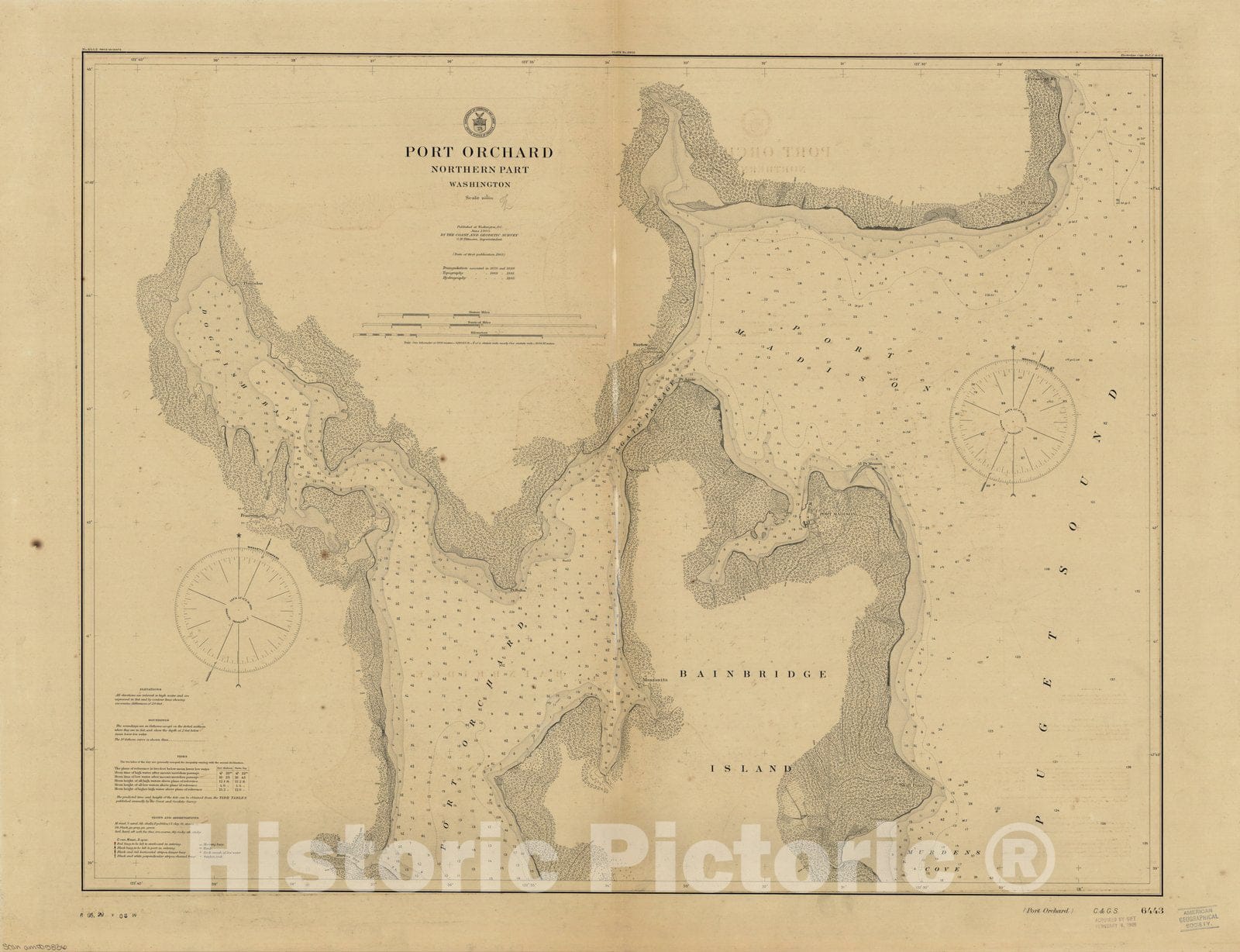 Map : Port Orchard, Washington 1905, Port Orchard, Washington : northern part , Antique Vintage Reproduction